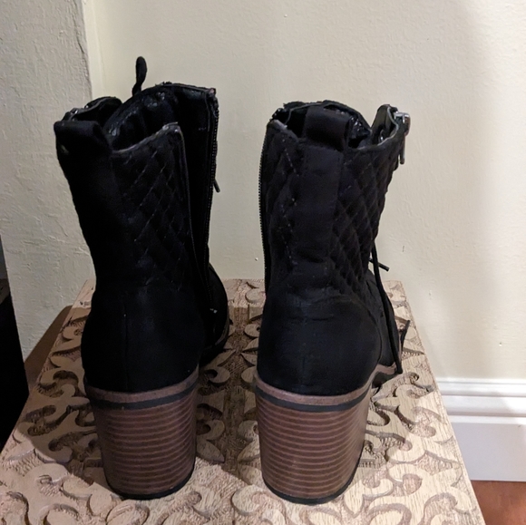 White Mountain Dorsett Suede Black Combat Lace  boots -7 - Picture 6 of 8